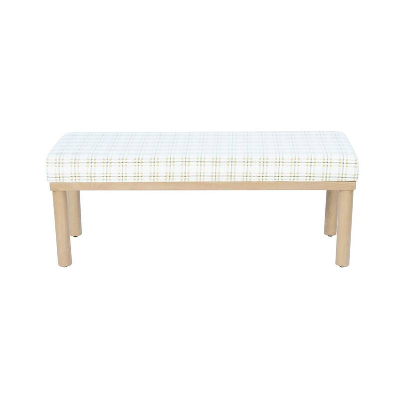 HomePop Oslo Upholstered Bench - Natural Plaid Woven