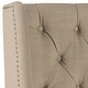 preview thumbnail 3 of 4, SAFAVIEH London Taupe Upholstered Tufted Wingback Headboard (Full)