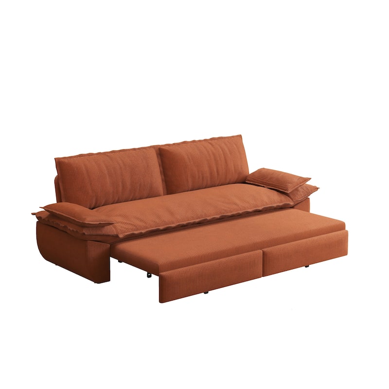 3-in-1 Convertible Sleeper Sofa Loveseat with 2 Soft Pillows, Pull-Out Sofa Bed, Chaise Lounge Sofa for Living Room