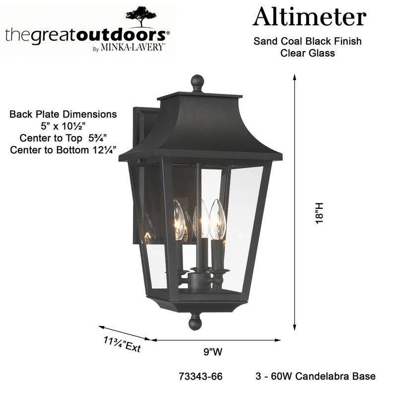 The Great Outdoors 73343 Altimeter 3 Light 18" Tall Outdoor Wall