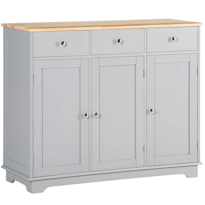 Sideboard Buffet Cabinet with Drawers, Kitchen Cabinet, Coffee Bar Cabinet with Rubberwood Top and Adjustable Shelves
