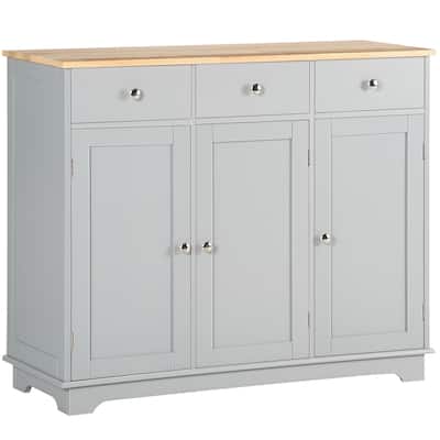 Sideboard Buffet Cabinet with Drawers, Kitchen Cabinet, Coffee Bar Cabinet with Rubberwood Top and Adjustable Shelves
