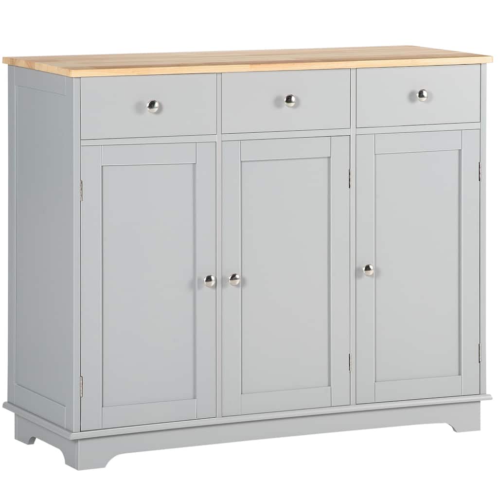 Sideboard Buffet Cabinet with Drawers, Kitchen Cabinet, Coffee Bar Cabinet with Rubberwood Top and Adjustable Shelves