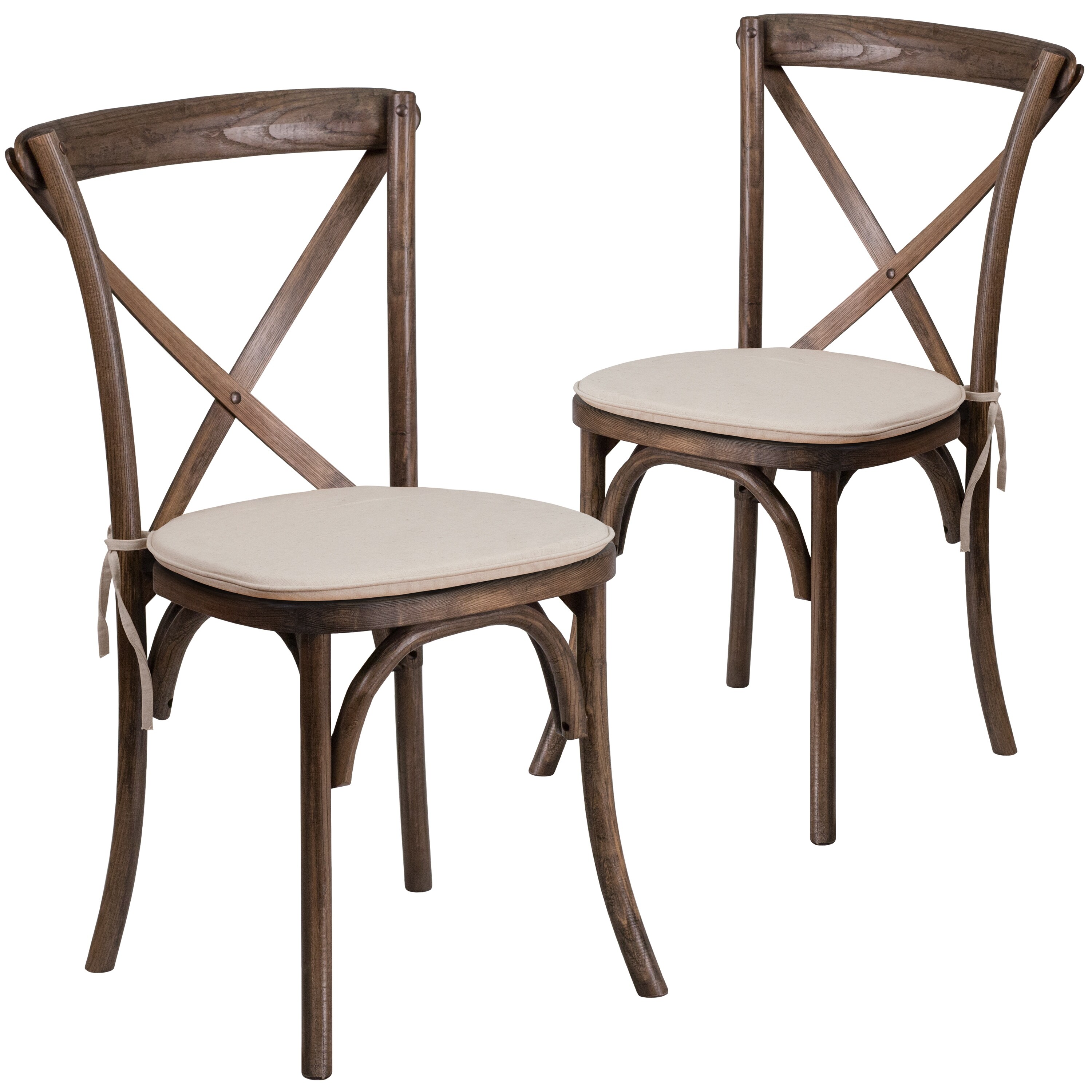 2pk Stackable Wood Cross Back Chair With Cushion Dining Room Seating On Sale Overstock 27085629 Metal frame and cushioned seat back.