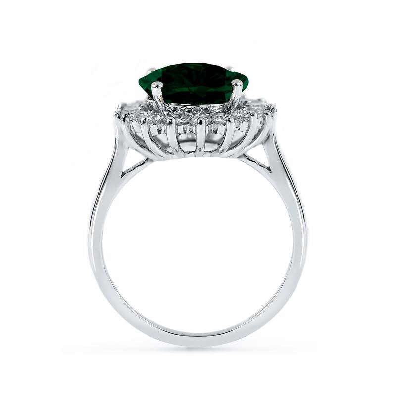 Auriya 3 1/3ct Round Emerald Sunburst Halo Diamond Ring 5/8ctw 18K Gold