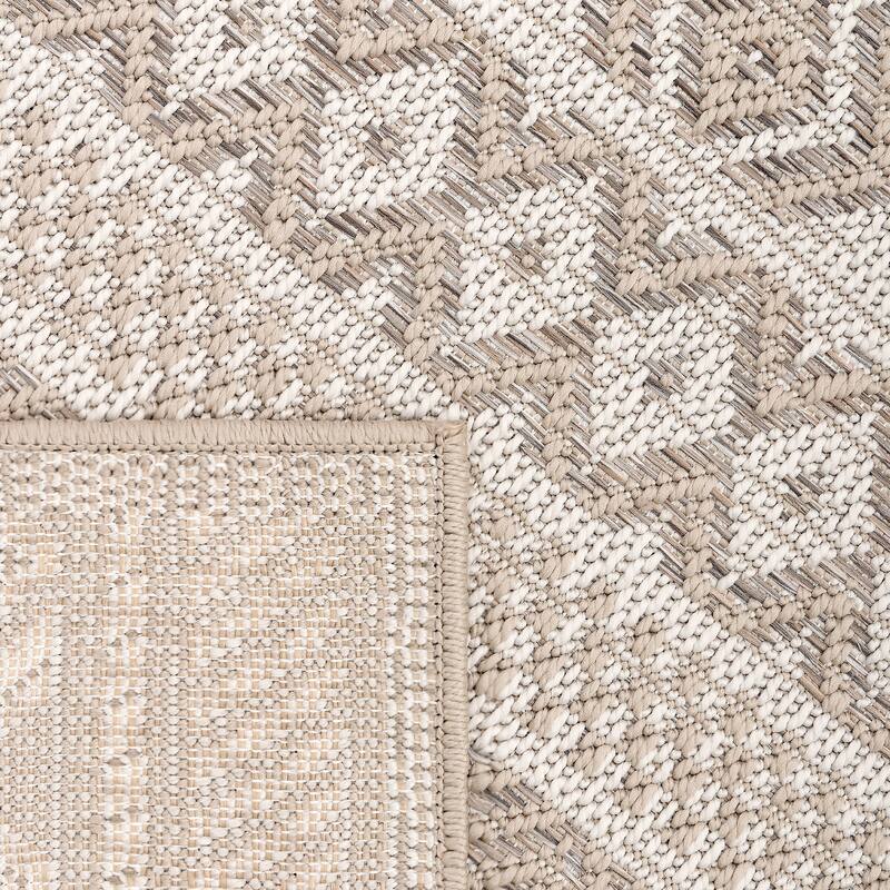Boho Oudoor Rug for Patio Modern durable in Cream Beige