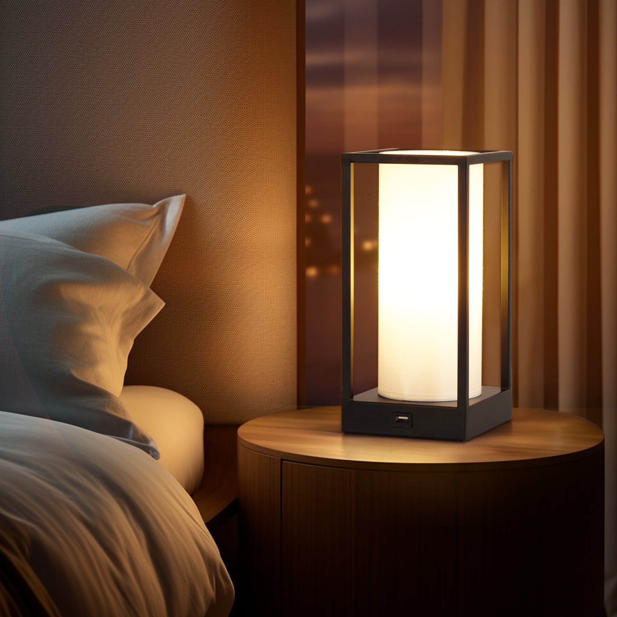 Modern Nightstand Table Lamp Bedside Lamps with USB Charging Port