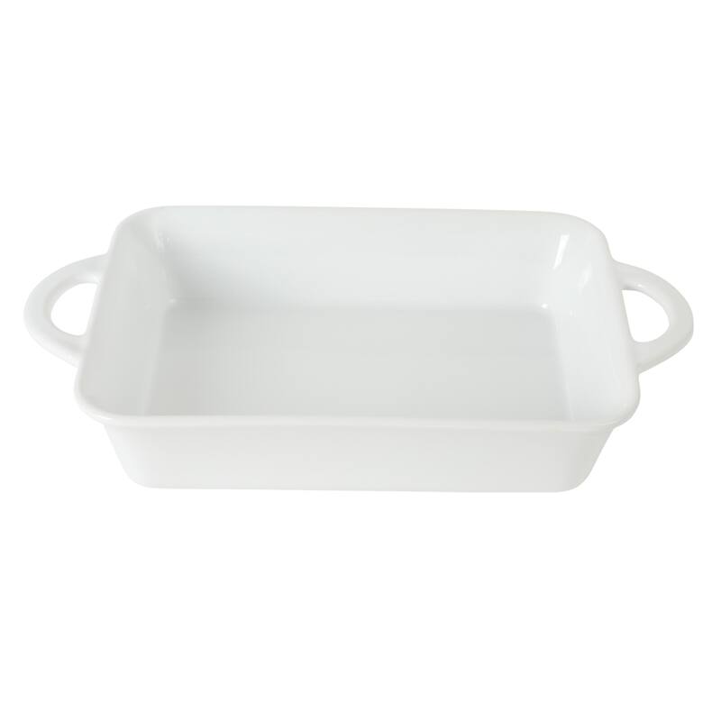 Gibson Home Gracious Dining 2.6Qt with Lid or 2.5Qt White Stoneware Baking Dish with Multi-Purpose Lid - Rectangular