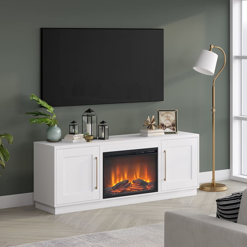 Tillman Rectangular TV Stand with Log Fireplace for TV's up to 75"