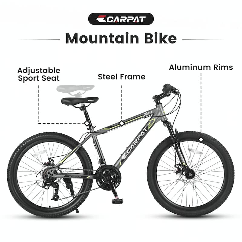 24 Inch Shimano 21 Speed Mountain Bicycle with Daul Disc Brakes