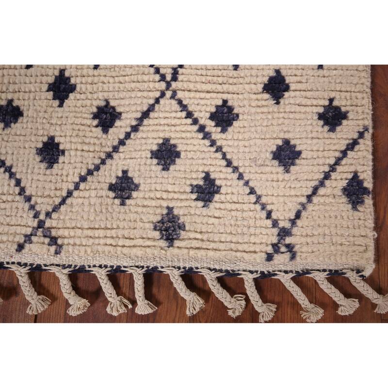 Trellis Ivory Moroccan Oriental Accent Rug Handmade Wool Carpet - 3'0"x 5'2"