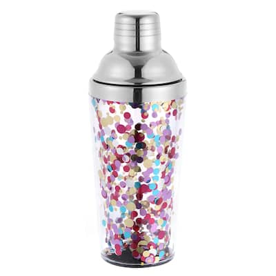 16OZ/450ml Plastic Cocktail Shaker with Strainer, Stainless Steel Top, Colorful