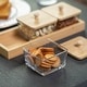 preview thumbnail 5 of 9, Basicwise Glass Jars with Bamboo Lids and Wooden Tray – Rectangular Charcuterie, Snack Organizer and Fruit Platter for Party
