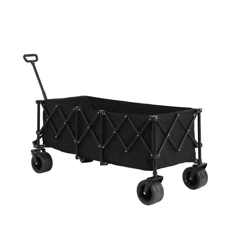 Foldable Wagon with All-Terrain Wheels & Drink Holders, 220lb Capacity