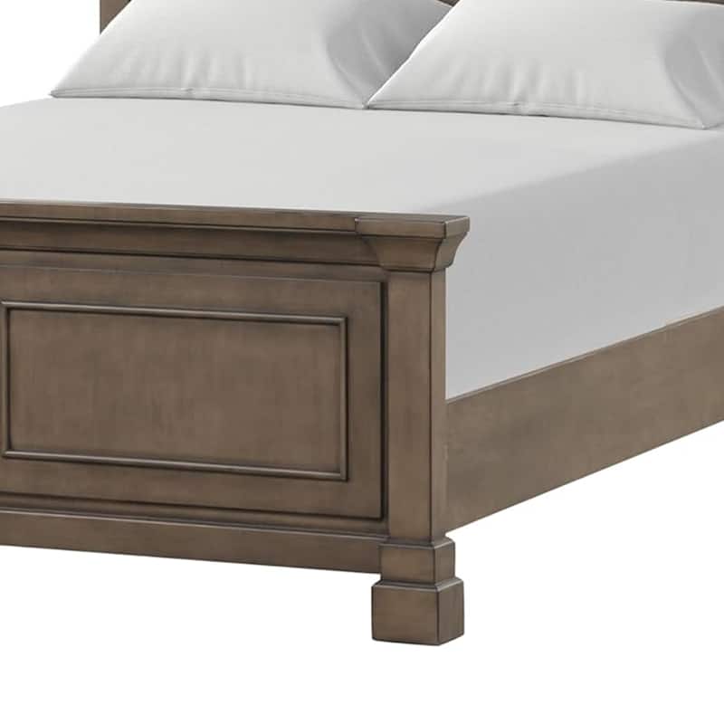Huder Queen Bed, Panel Molded Headboard and Footboard, Walnut Brown