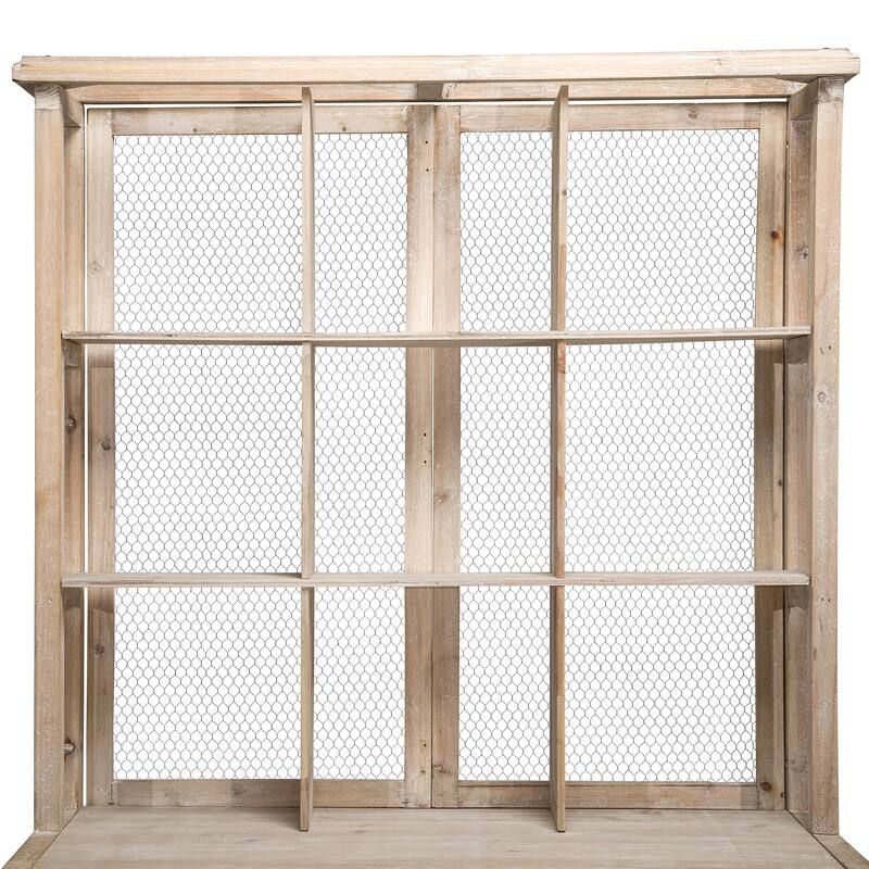 Alpine Corporation 67" Tall Indoor/Outdoor Rustic Wooden Potting Hutch with Shelves and Drawers