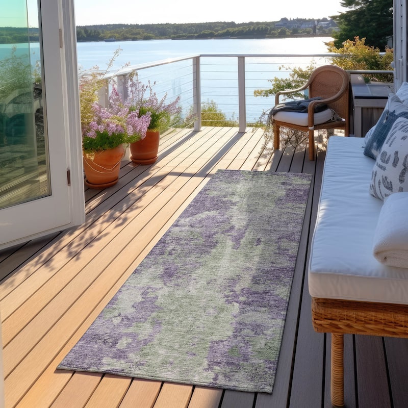 Jaz Modern Art-Inspired Weather Resistant Timeless Fusion Outdoor Rug