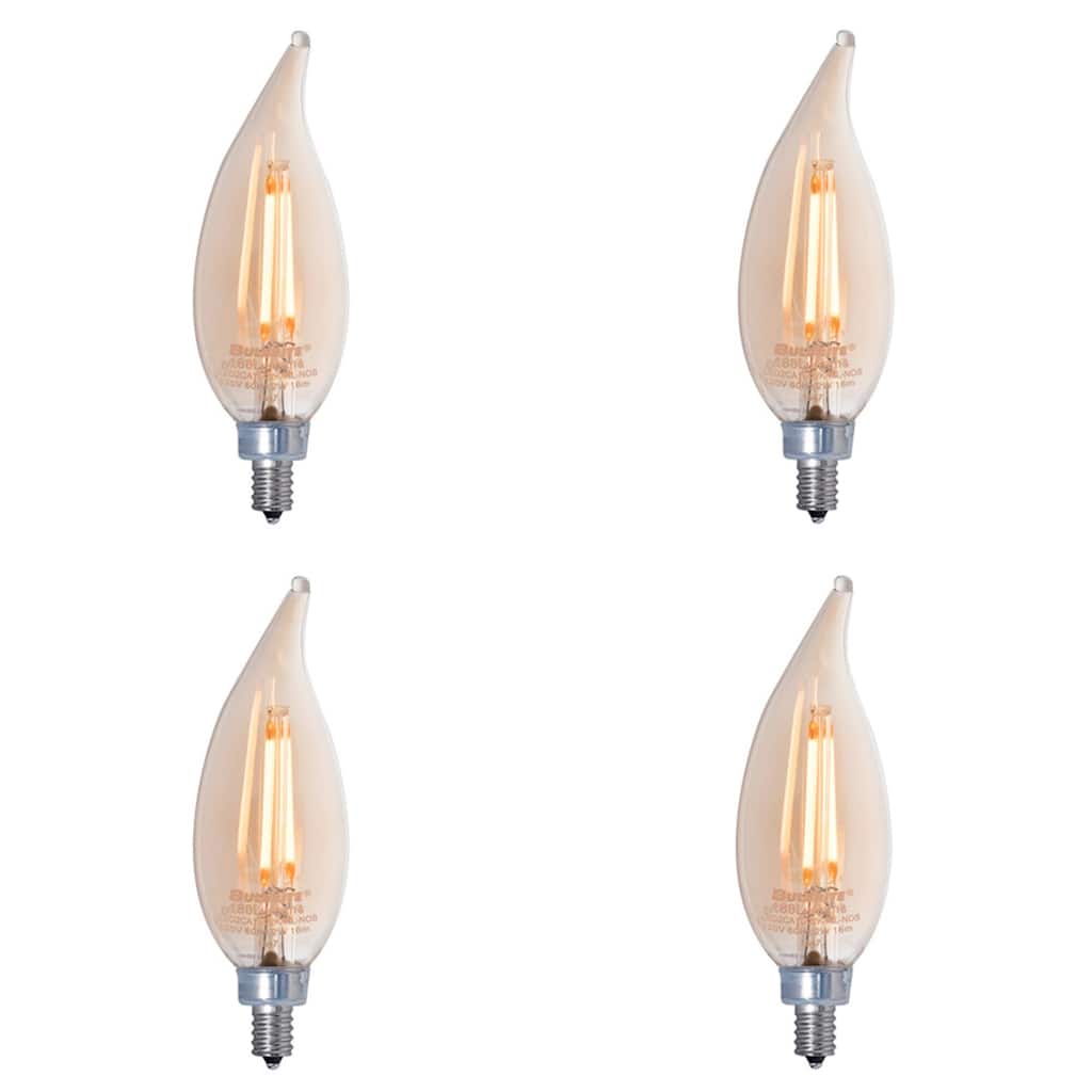 Bulbrite Pack of (4) 2.5 Watt Dimmable Antique Filament CA10 Candelabra (E12) LED Bulb - Amber Light