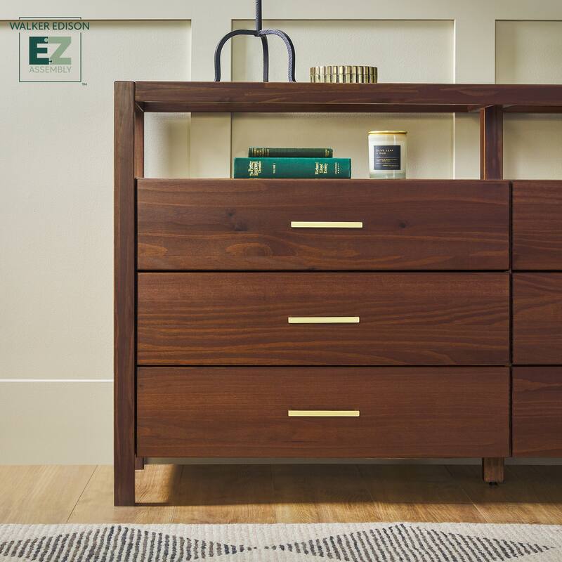 Walker Edison Solid Wood Dresser with Tempered Glass Top
