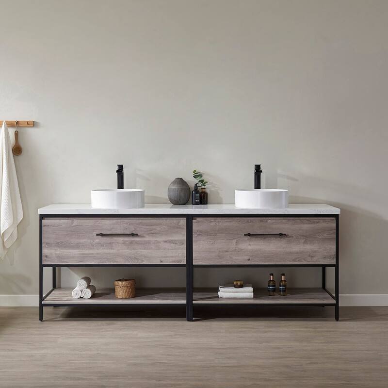 Murcia 84" Vanity with Countertop and vessel sink Without Mirror