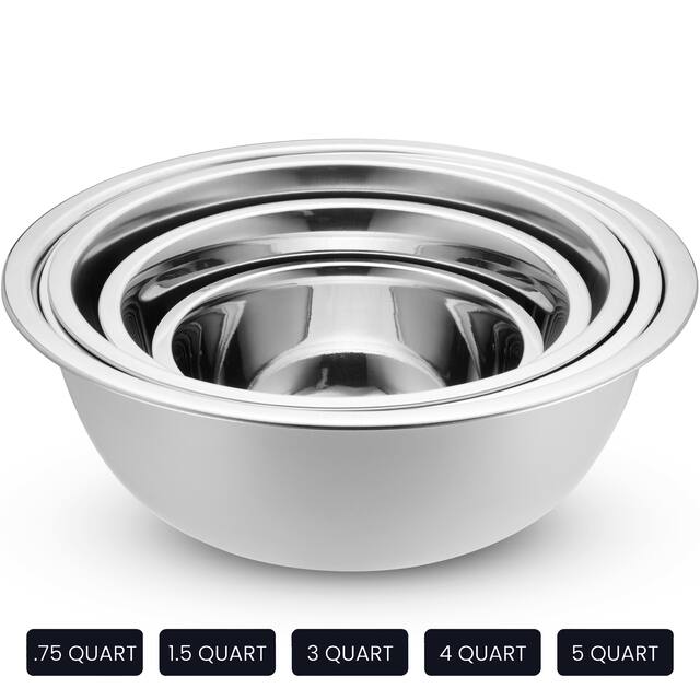Heavy Duty Meal Prep Stainless Steel Mixing Bowls Set with Lids