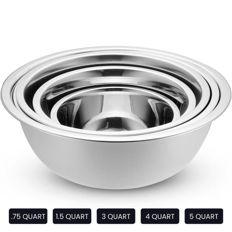 Heavy Duty Meal Prep Stainless Steel Mixing Bowls Set with Lids
