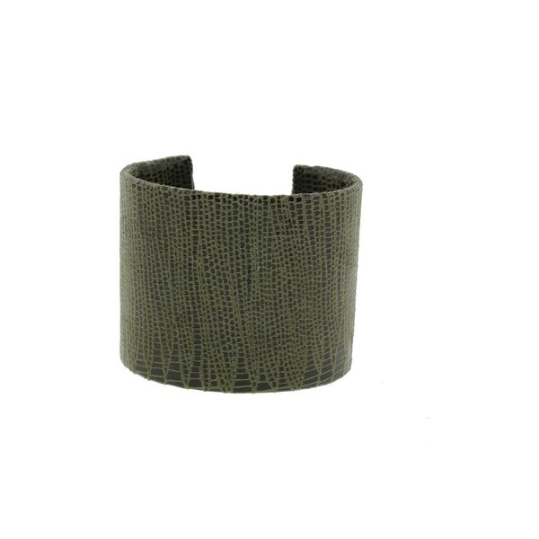 A.V. Max Womens Cuff Bracelet Leather Embossed - olive