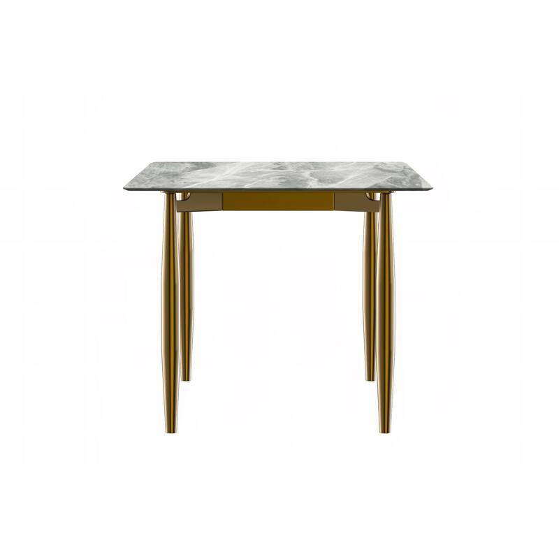 Zinti Rectangular Dining Table with Sintered Stone/Glass Top and Steel Legs