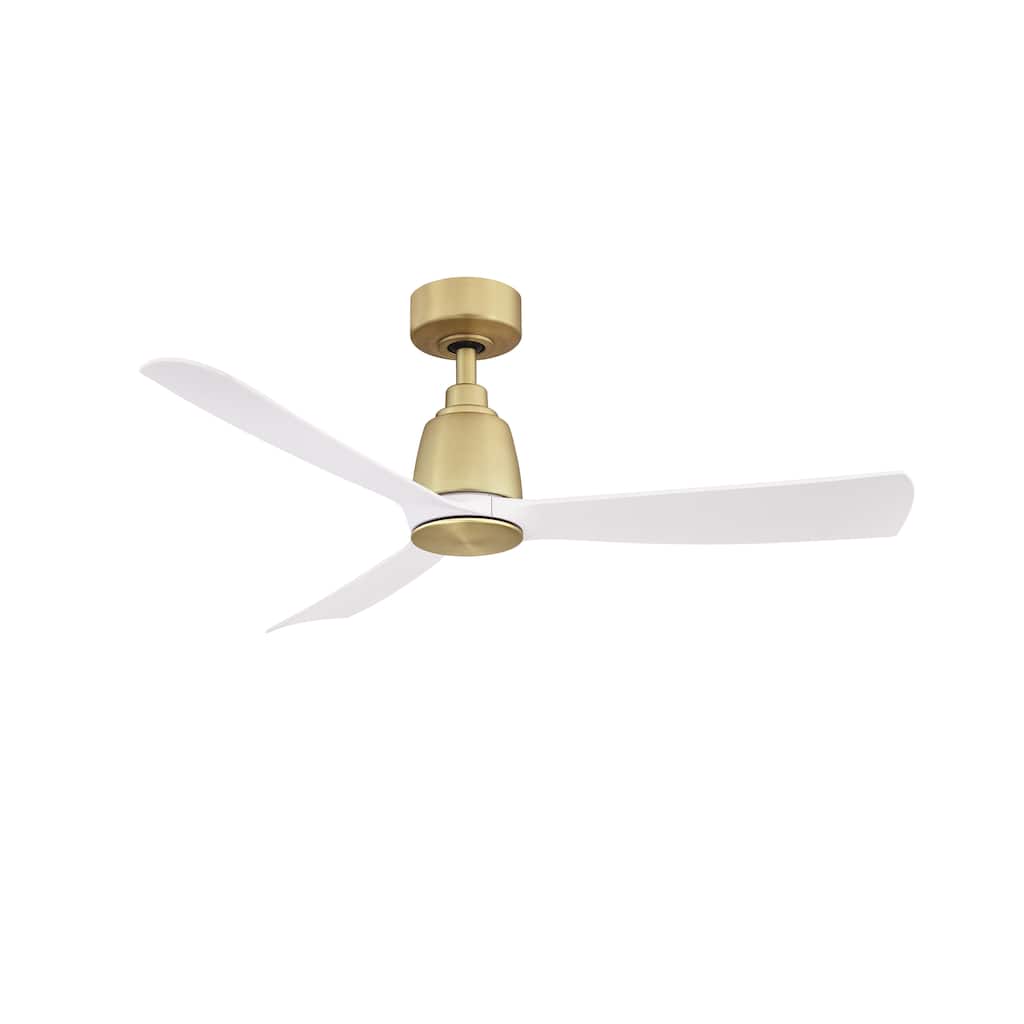Fanimation Kute 44 inch Indoor/Outdoor Smart Ceiling Fan with Remote - Brushed Satin Brass with Matte White Blades