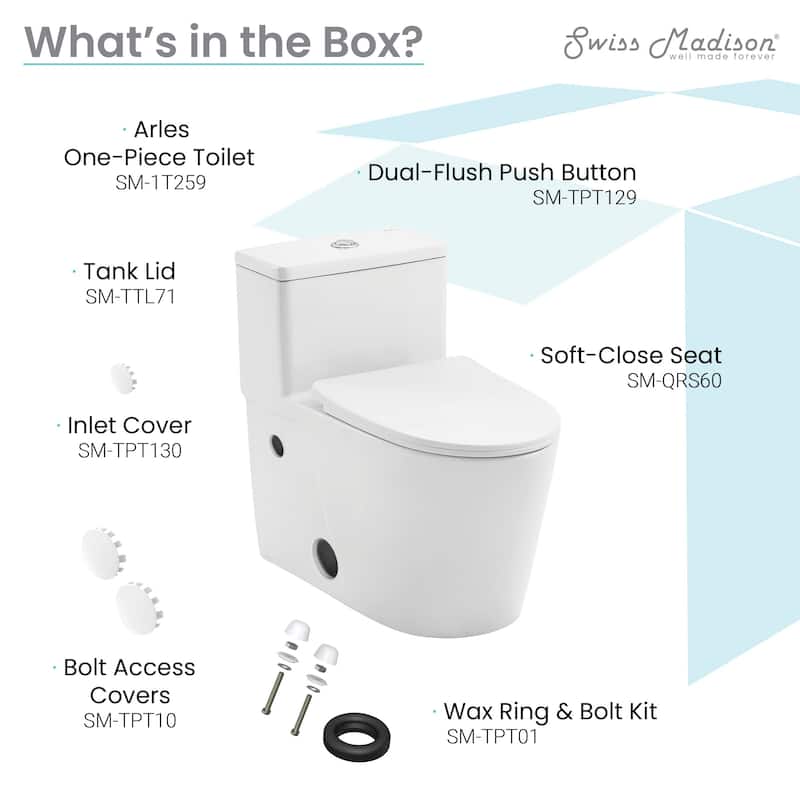 Arles One-Piece Elongated Toilet Vortex Dual-Flush 1.1/1.6 gpf