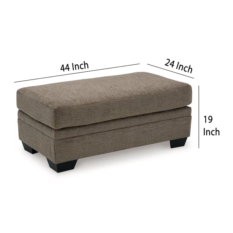 Ead Rectangular Ottoman Bench, Nutmeg Brown Polyester 24x44 Inch