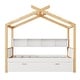 preview thumbnail 7 of 6, White Twin Size Wooden House Bed with Storage Bookshelf Original Wood Colored Frame with Two Drawers for Children or Guest Room
