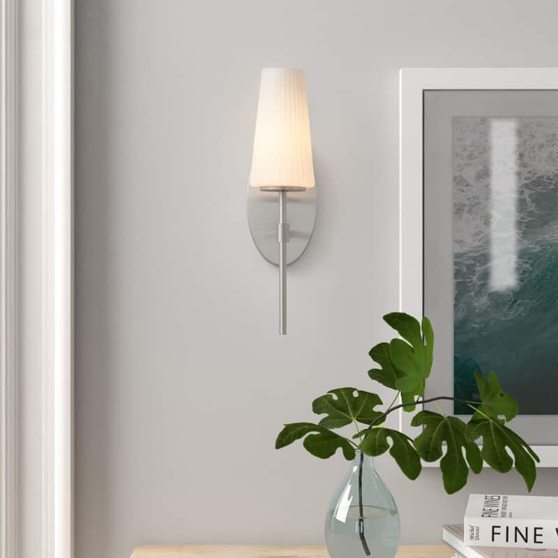 KAWOTI 16" 1- Light Wall Sconce with Opal Glass Shade