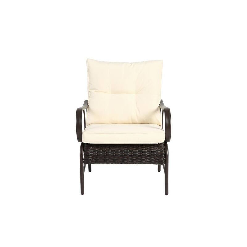 3 Pieces Patio Set, Outdoor Wicker Furniture Sets Modern Rattan Chair Conversation Sets with Coffee Table - N/A