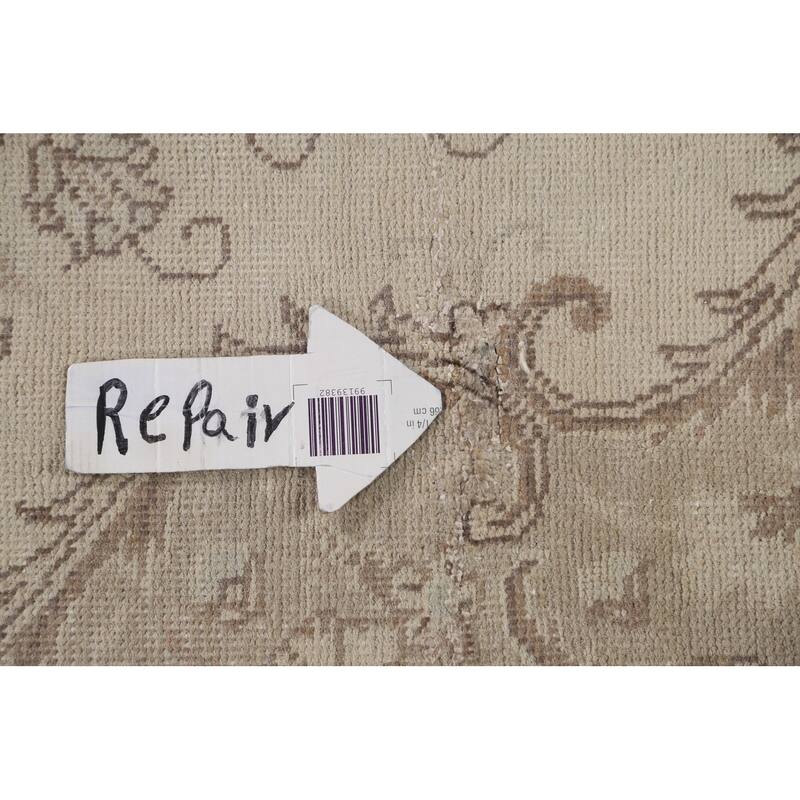 Hand Knotted Oriental 100% Wool Carpet Traditional Medallion Beige & Ivories Tabriz Area Rug - 9' 4'' X 6' 3''