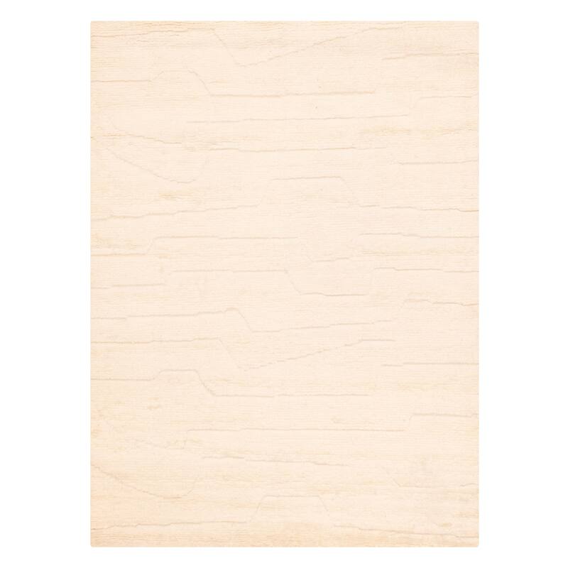 ECARPETGALLERY Hand-knotted Tangier Cream Wool Rug - 6'4 x 8'9