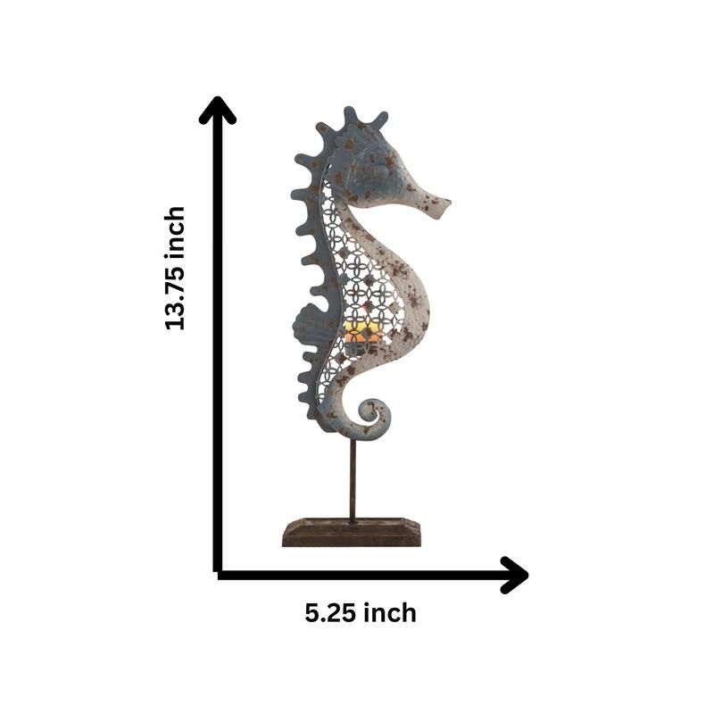 Transpac Metal 13.75 in. Multicolor Spring Sea Horse Tealight Holder