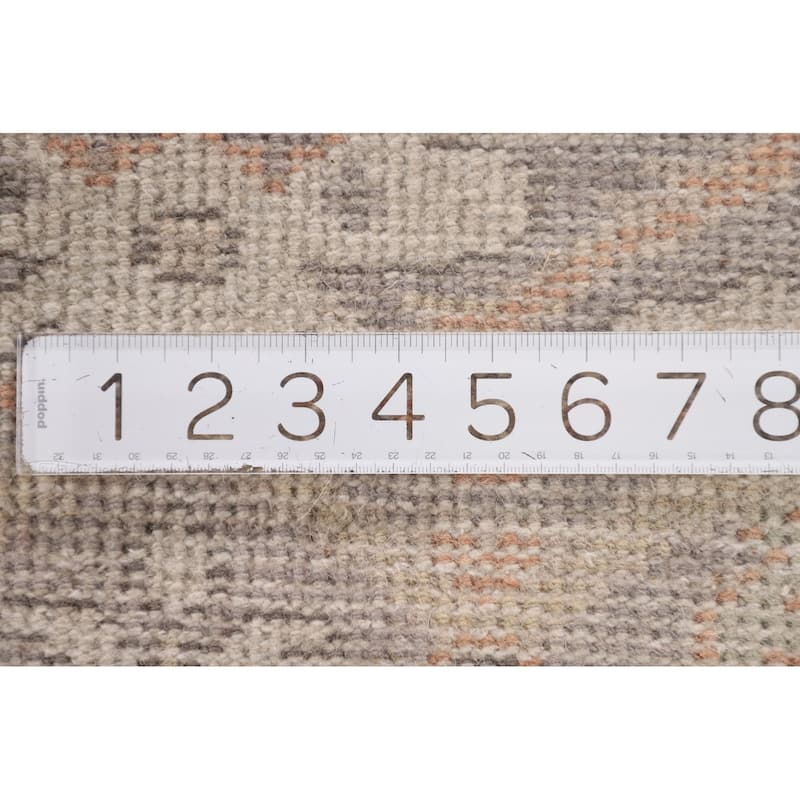 Transitional Beige Oushak Oriental Runner Rug Handmade Wool Carpet - 2'7"x 9'11"