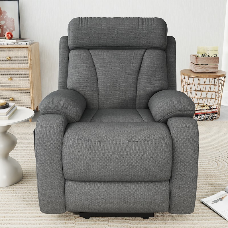 GDFStudio - Snowflake Velvet Power Lift Recliner with Remote Control
