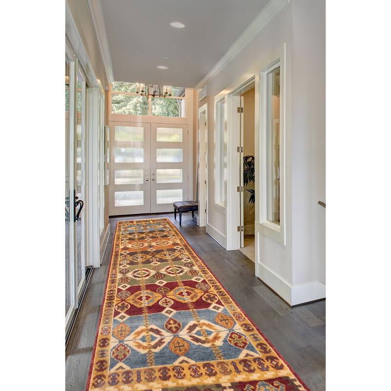 ECARPETGALLERY Hand-knotted Finest Agra Jaipur Multi Color Wool Rug - 2'4 x 8'5