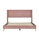 preview thumbnail 33 of 39, Queen Size Corduroy Platform Bed with Tufted Headboard and Metal Legs