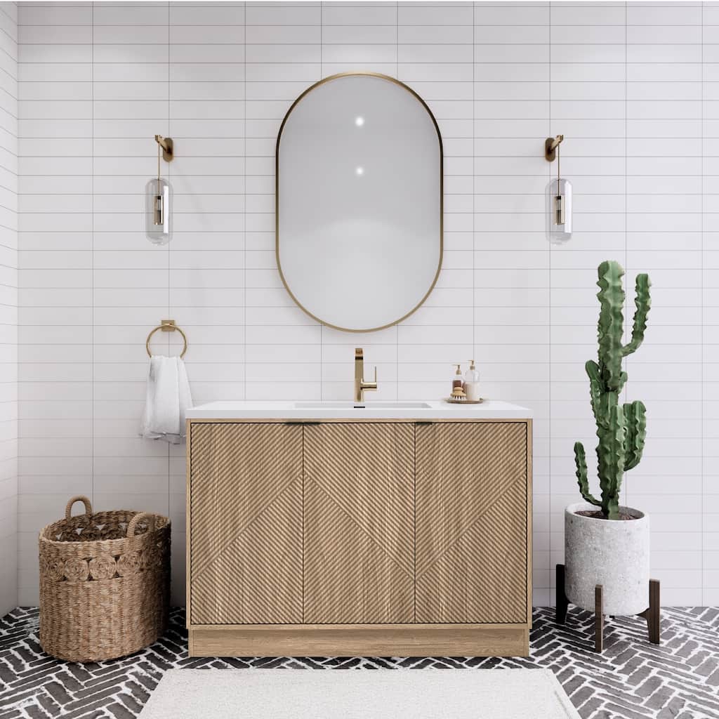 Milano 48" Freestanding Bathroom Vanity with White Acrylic Sink