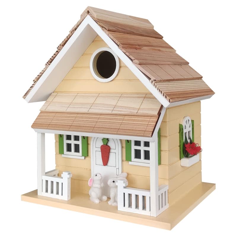 Home Bazaar 8.75" x 6" x 7.5" Bunny House Birdhouse - Yellow - 7.5"x8.75"x6"
