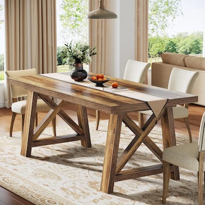 63 Inch Brown Dining Table for Kitchen / Dining Room / Living Room - 62.99" L x 31.5" W x 30.71" H