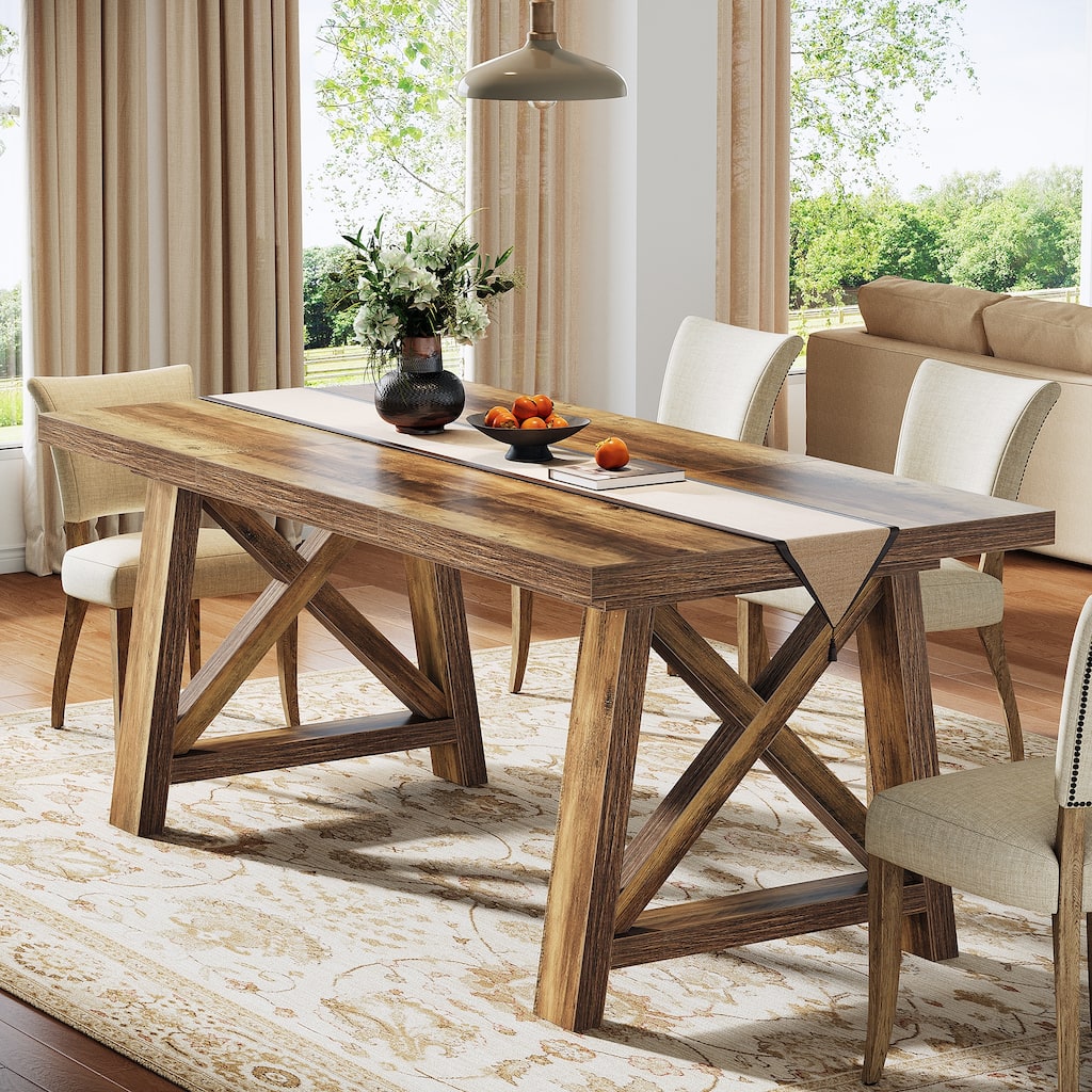 63 Inch Brown Dining Table for Kitchen / Dining Room / Living Room - 62.99" L x 31.5" W x 30.71" H