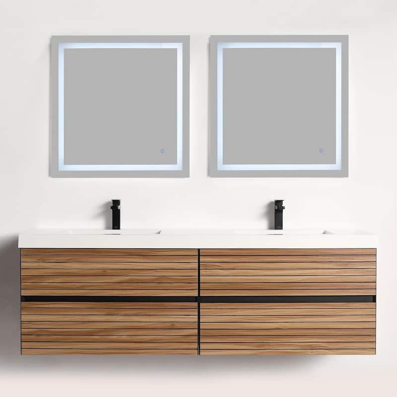Blossom Annecy 72-Inch Floating Bathroom Vanity with Acrylic Sink - Maple