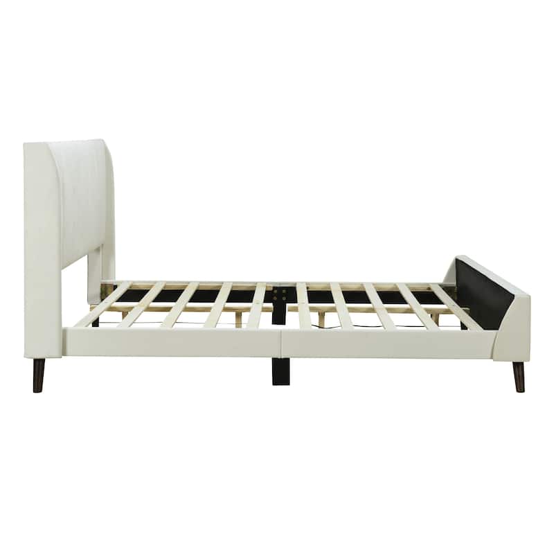Upholstered Platform Bed, Velvet, Pink