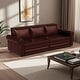preview thumbnail 11 of 36, 93.7" Chesterfield Faux Leather Multi-Functional Sofa Bed, 3-in-1 Convertible King Pull Out Sleeper Sofa with Nailhead Trim Burgundy