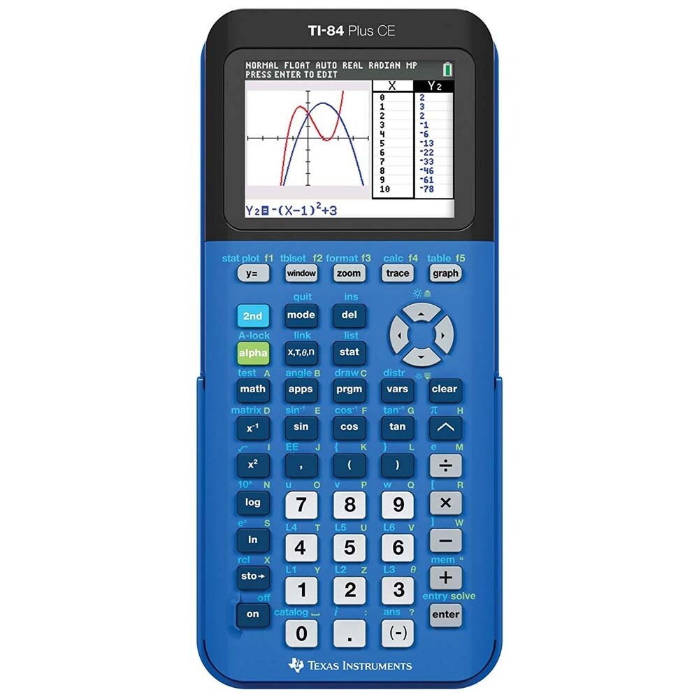 Texas Instruments TI-84 Plus CE Graphing Calculator 84PLCE-TBL-2L1-X TI-84 Plus CE Graphing Calculator - Bionic Blue