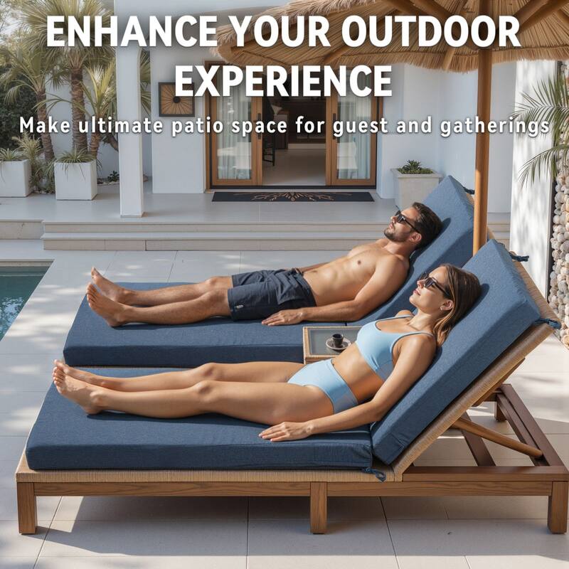 Gymojoy 72x22x3.5 Inch Outdoor Chaise Lounge Cushion, Waterproof Patio & Pool Chair Cushion with Removable Cover